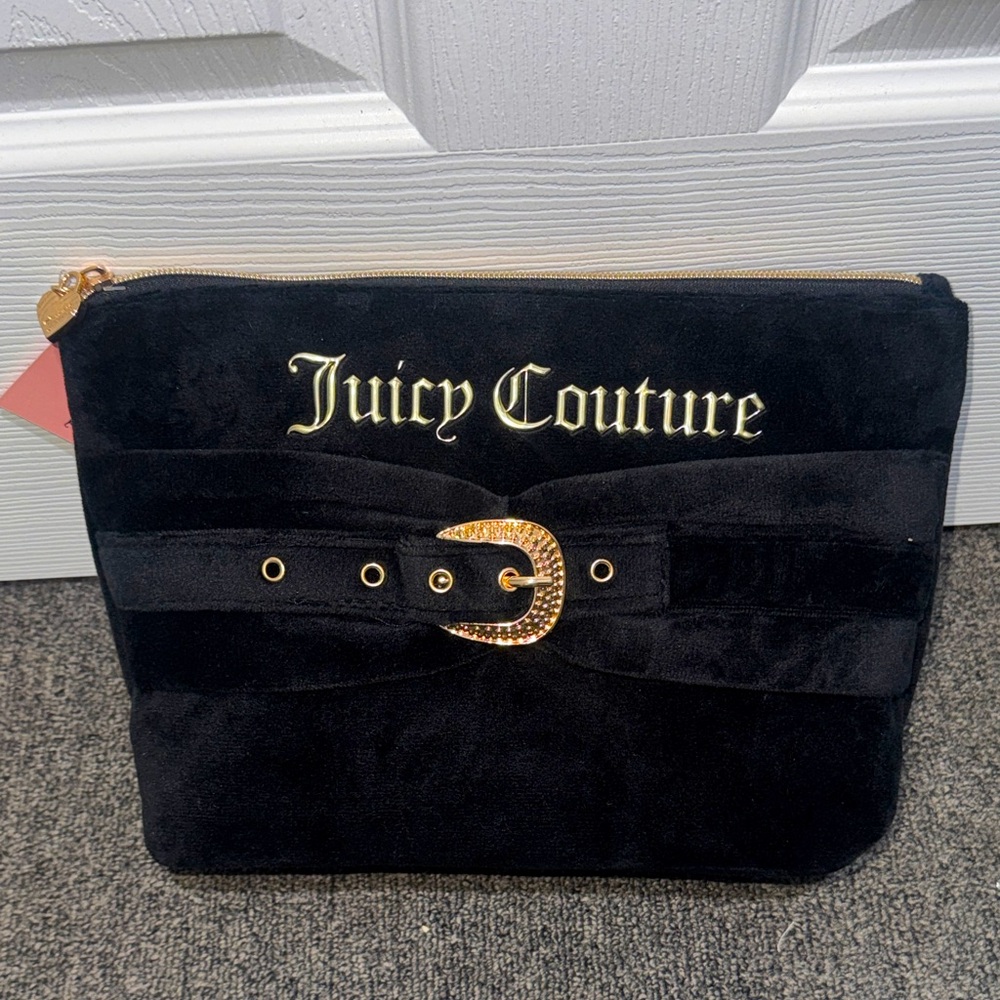 Juicy Couture Black Cosmetic Bag with Gold Accents